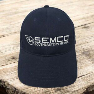 SEMCO American Flag Strapback Cap Trucker Baseball Embroidered Logo Blue Hat